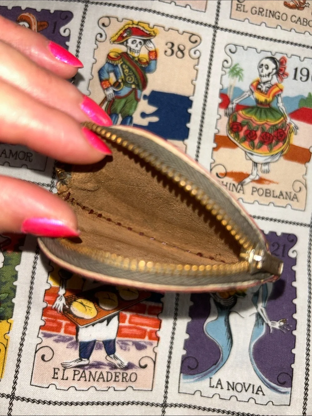 Handcrafted Red Mexican Leather Coin Purse-Vintage circa 1950